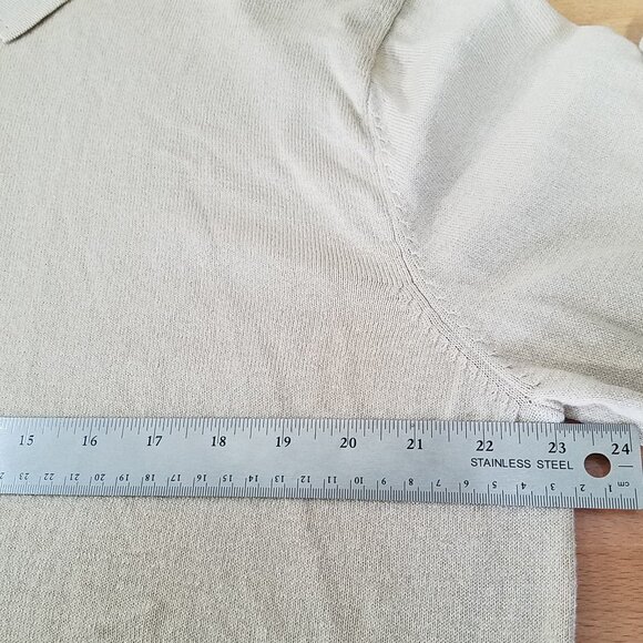 Paul Fredrick Men’s Polo Sweater –Size XL –Beige –Silk, Cashmere & Cotton Blend - Picture 5 of 14